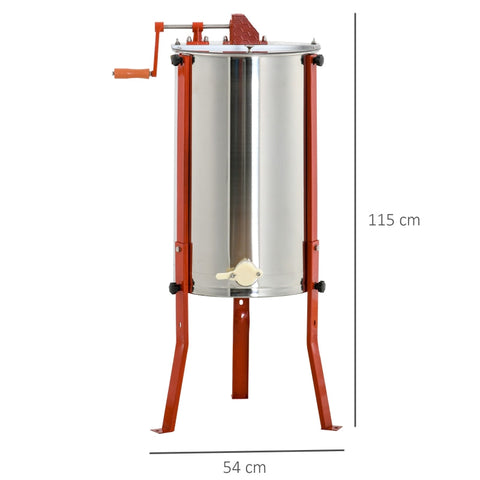 Rootz Honey Extractor - Stainless Steel Beekeeper Equipment - Manual Crank - Rustproof - Adjustable Legs - 54cm x 115cm - Silver