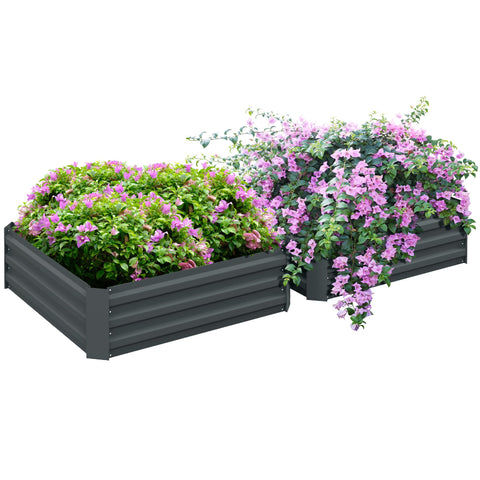 Rootz Set of 2 Plant Boxes - Flower Boxes - Flower Pots - Grow Herbs Efficiently - 100 x 100 x 30 cm - Grey - Galvanized Steel