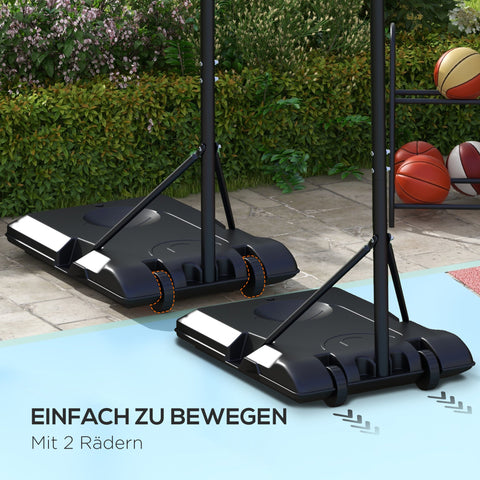 Rootz Freestanding Adjustable Basketball Hoop - Portable Hoop - Moveable Goal - Height Adaptable - 72L x 45.5H cm Backboard