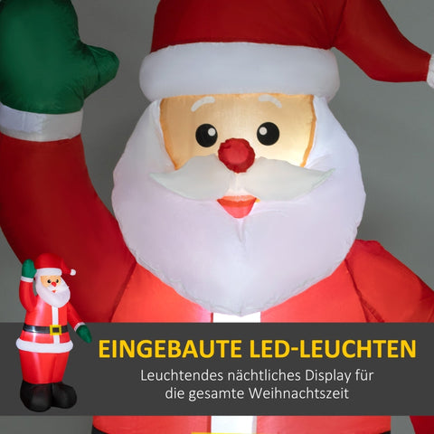 Rootz Inflatable Santa Claus Christmas Decoration - LED Lights - Joyful Holiday Atmosphere - 88cm x 60cm x 184cm
