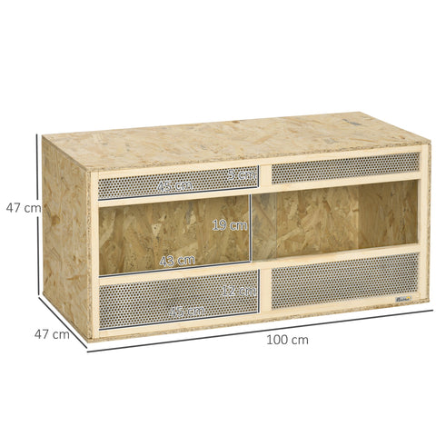 Rootz Terrarium for Reptiles - Habitat - Enclosure - Thermal Insulation - 100 x 47 x 47 cm OSB Wood and Glass Door