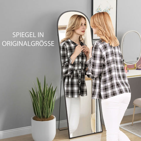Rootz Full Length Standing Mirror - Large Mirror - Modern Design - Complete Reflection - HD and Shatterproof - Rust and Water Resistant - 50cm x 1.5cm x 161.5cm - Black
