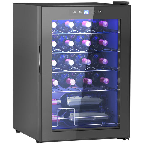 Rootz 20 Bottle Small Wine Fridge - Mini Beverage Cooler - Quiet Cooling - 53L Capacity - 43W x 45D x 64H cm
