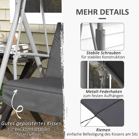 Rootz Hollywood Swing - Porch Swing - 2-Seater Garden Swing - UV Protection - 175cm x 110cm x 165cm