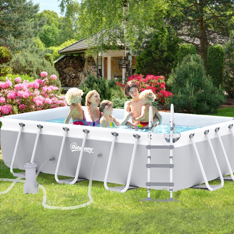 Rootz Rectangular Above Ground Pool - Steel Frame Pool - Swimming Pool - Easy Assembly - 425L x 230W x 101H cm