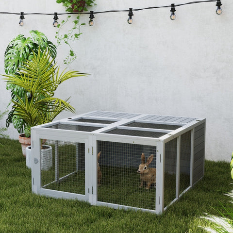 Rootz Rabbit Hutch - Small Animal Enclosure - Rabbit Cage - Weatherproof Shelter - 120cm x 120cm x 60cm