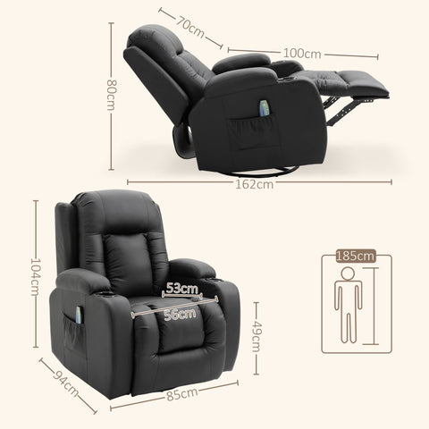 Rootz Massage Chair - Recliner Chair - Vibrating Massager - Heated Backrest - 85cm x 94cm x 104cm