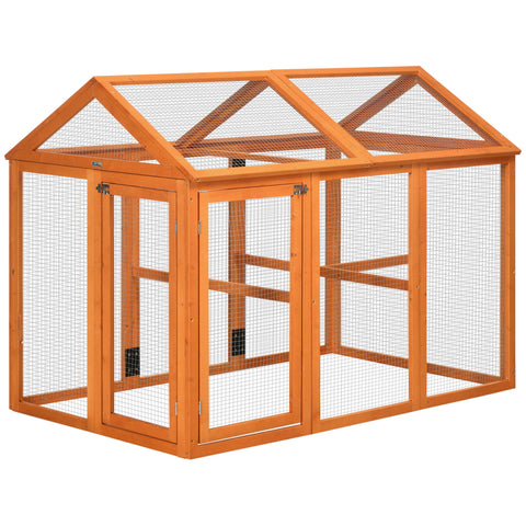 Rootz Wooden Chicken Enclosure - Chicken Cage - Metal Coop - 140 x 88.5 x 106 cm - Protects with Lockable Doors