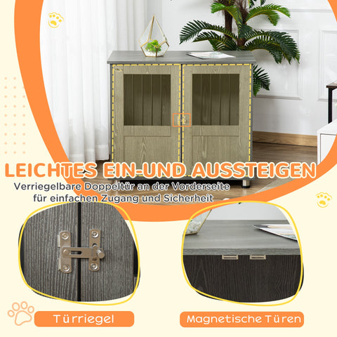 Rootz Dog Crate - Pet Crate - Dog Kennel with Lock - Secure Design - 85 x 55 x 75 cm - Grey