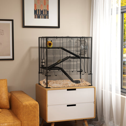 Rootz 4 Tier Hamster Cage - Rodent Enclosure - Small Animal Habitat - Tempered Glass - 78.5cm x 48.5cm x 80cm
