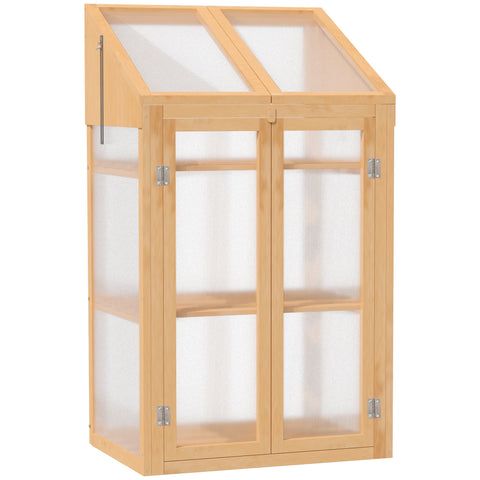 Rootz Mini Greenhouse - Compact Plant Shelter - Seed Starter - Wooden Frame - Optimal Light & Heat - 70L x 50W x 120H cm