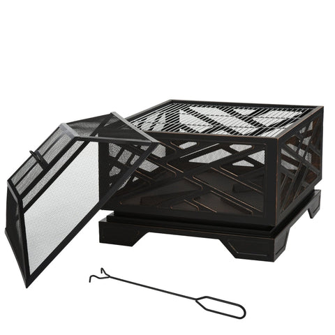 Rootz Vuurschaal met Spark Guard - Vuurplaats voor buiten - BBQ Grill - Duurzaam staal - 66cm x 66cm x 66cm