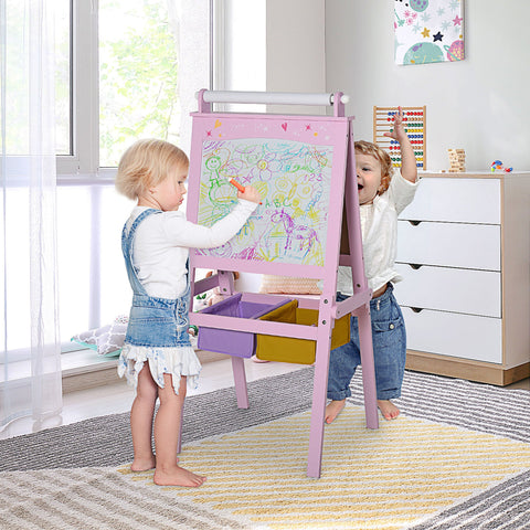 Rootz Children's Board Easel - Kids Art Easel - Double-Sided Easel - Enhances Creativity - 58.5cm x 50.5cm x 118cm