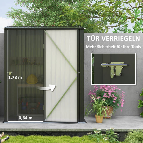 Rootz Tuinhuis - Gereedschapsschuur - Buitenopslag - Weerbestendig - Afsluitbare deur - Ruim interieur - 161,5 cm x 94,5 cm x 196 cm - Gegalvaniseerd staal - Zwart