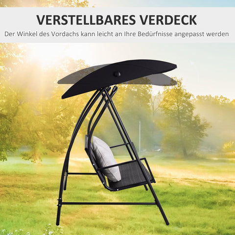 Rootz 3-Seater Hollywood Swing - Porch Swing - Garden Swing - Weather-Resistant Polyrattan - Holds up to 360kg - 198W x 124D x 179H cm