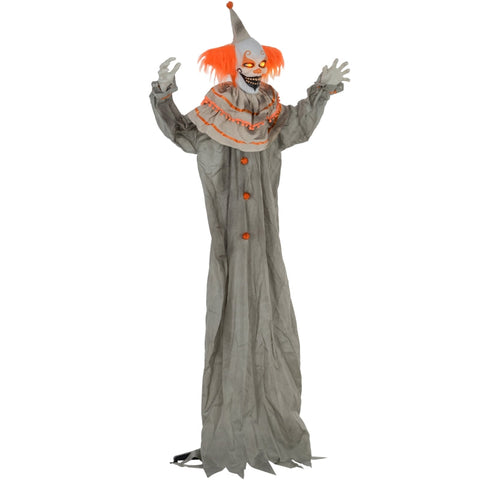Rootz Halloween Clown Decoration - Animated Spooky Figure - Rotating Head - Glowing Eyes - Battery Operated - 65cm x 18cm x 183cm