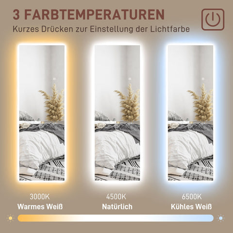 Rootz Full Length LED Mirror - Dimmable - Frameless - Touch Control - Enhance Room - 40cm x 120cm