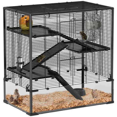 Rootz 4 Tier Hamster Cage - Rodent Enclosure - Small Animal Habitat - Tempered Glass - 78.5cm x 48.5cm x 80cm