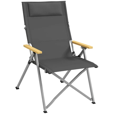 Rootz Campingstoel - Draagtas - Klapstoel - Weerbestendig - Buitenstoel - Weerbestendig - 600d Oxford Stof - Aluminium - Donkergrijs - 74L x 59,5W x 98H cm