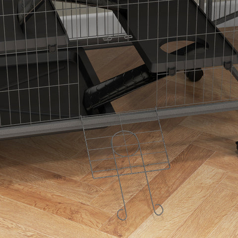 Rootz Rodent Cage - Multifunctional Habitat - Small Animal Enclosure - 4 Platforms, 3 Ramps, 4 Doors - 80L x 52W x 128H cm - Steel Grey