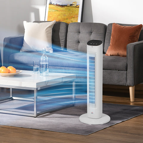 Rootz Column Fan 50W - Tower Fan - Oscillating Fan - Quiet Cooling - 30 x 30 x 78 cm - Remote & Timer Included