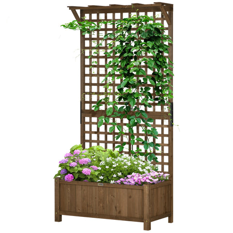 Rootz Raised Bed with Trellis - Plant Box - Flower Bed - Weatherproof Wood - 90 x 45 x 183 cm - Optimal Garden Protection