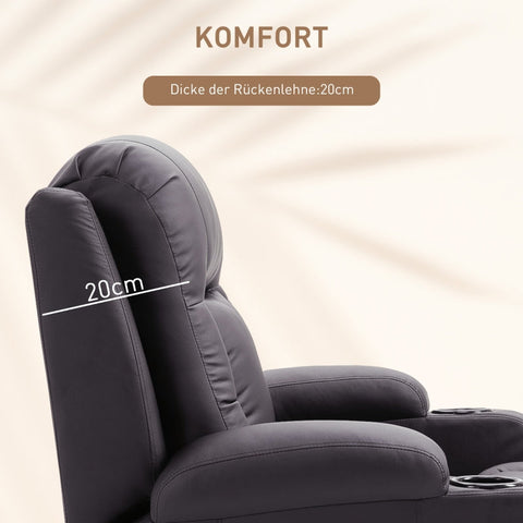 Rootz Massage Chair - Recliner Chair - Vibrating Recliner - Lumbar Support - Faux Leather - 85cm x 94cm x 104cm