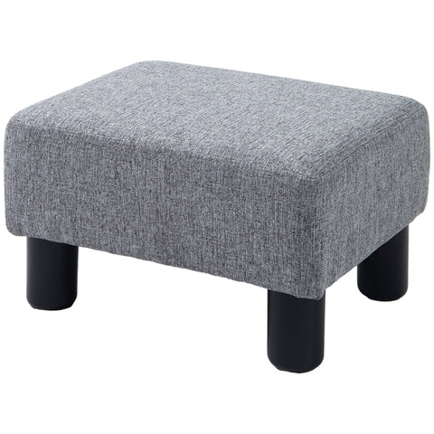Rootz Stool with Fabric Cover - Footrest - Coffee Table - Supports Up to 100kg - Comfortable Seating - Protective Foot Pads - 40cm x 30cm x 24cm - Light Gray Linen Look
