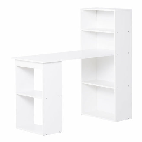 Rootz Desk Office Table - Computer Table - 2 Shelves - Space-saving Design - 5 Shelves - Chipboard - White - 120 Cm X 55 Cm X 120 Cm
