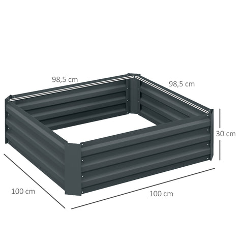 Rootz Set of 2 Plant Boxes - Flower Boxes - Flower Pots - Grow Herbs Efficiently - 100 x 100 x 30 cm - Grey - Galvanized Steel