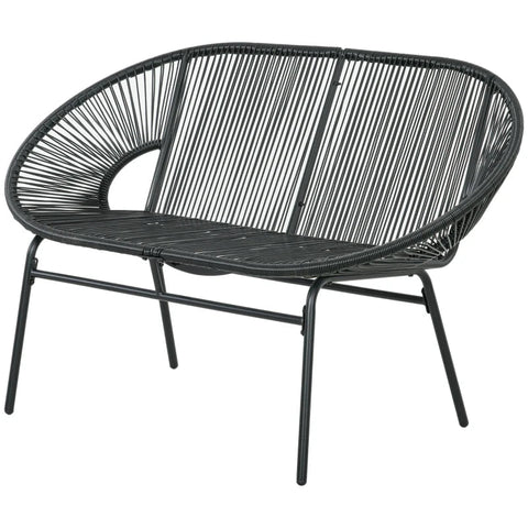 Rootz Rattan Chair - Garden Chair - Boho Style - Relax Chair - PE Rattan - Black - 132cm x 72cm x 83cm