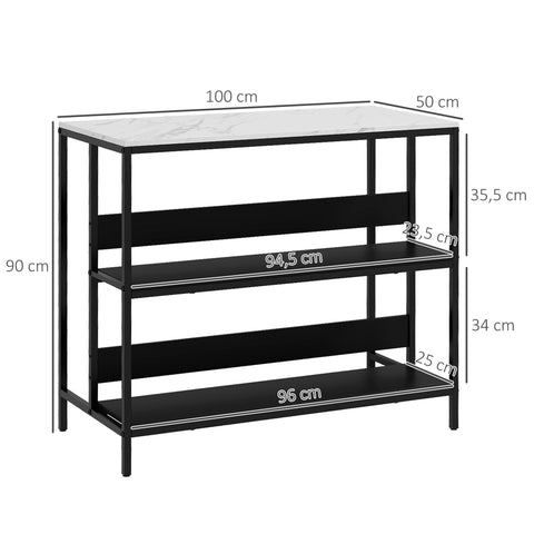 Rootz Modern Kitchen Island - Kitchen Cart - Kitchen Storage - Sturdy Black Steel & MDF - 100W x 50D x 90H cm