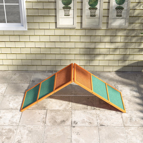 Rootz Agility Dog Ramp - Foldable & Adjustable Pet Ramp - Non-Slip Training Equipment - Fir Wood - 173 x 59 x 66 cm - Up to 40 kg - Orange/Green