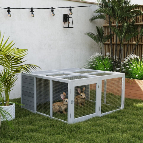 Rootz Rabbit Hutch - Small Animal Enclosure - Rabbit Cage - Weatherproof Shelter - 120cm x 120cm x 60cm