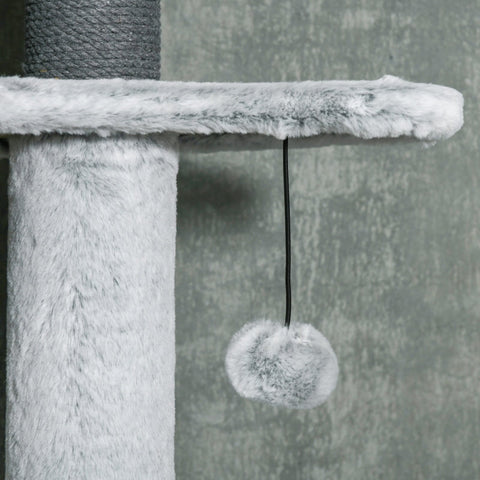 Rootz Cat Tree - Floor to Ceiling Scratching Post - Climbing Tower - Hammock - Cat House - Velvet Cover - Height Adjustable - Gray - Ø60 x 225-255H cm
