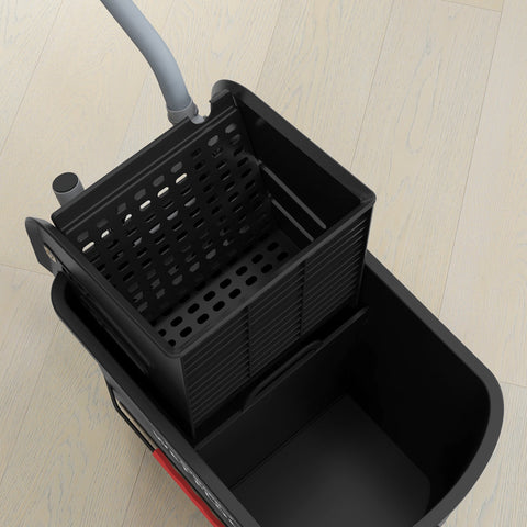 Rootz 20L Mop Bucket with Wringer - Cleaning Pail - Rolling Bucket - Effortless Mobility - 60cm x 27cm x 70.5cm