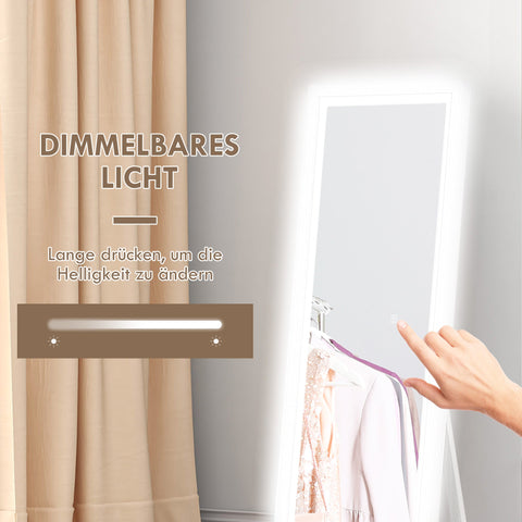 Rootz Full-Length Mirror - Hallway Mirror - Standing Mirror - LED Lighting - Touch Control - 160cm x 40cm