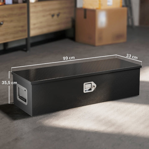 Rootz Aluminum Storage Box - Tool Box - Lockable Box - Weather Resistant - 99cm x 33cm x 25.5cm