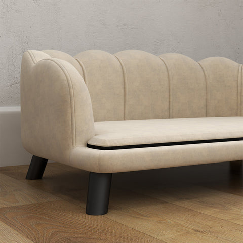 Rootz Dog Sofa Cat Bed - Pet Couch - Animal Lounger - Soft Velor Cushion - 98.5cm x 60.5cm x 35.5cm - Elegant Shell Design