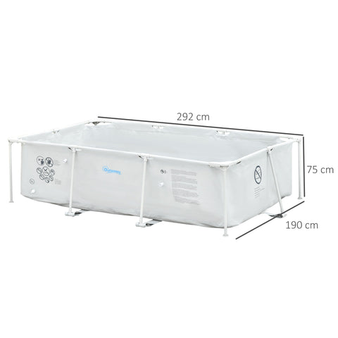 Rootz Rectangular Steel Above Ground Pool - Swimming Pool - Backyard Pool - Corrosion-Resistant - 292L x 190W x 75H cm