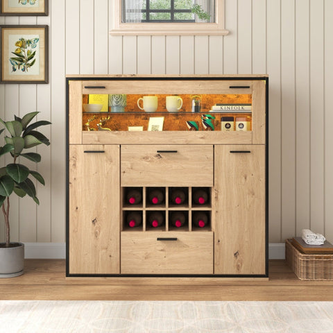 Rootz Wine Cabinet - Wine Storage - Wine Display - LED Lighting - 110L x 38W x 111H cm