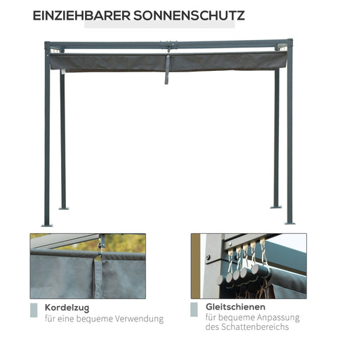 Rootz Pergola Gazebo Patio Canopy - Outdoor Pavilion - Sun Shelter - UV & Water Resistant - 298cm x 213cm x 221cm - Metal & Polyester