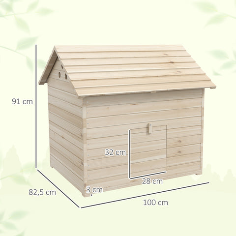 Rootz Duck House - Poultry Shelter - Animal Coop - Raised Floor - 100cm x 82.5cm x 91cm - Durable Fir Wood Design