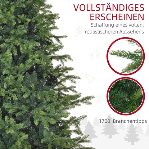 Rootz Christmas Tree - Artificial Pine Tree - Bushy Xmas Tree - Flame-Retardant Branches - Sturdy Metal Base - 122cm x 180cm