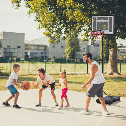 Rootz Height Adjustable Basketball Hoop - Standing Hoop - Performance Base - Unbreakable Backboard - 83cm x 59cm x 203-258cm