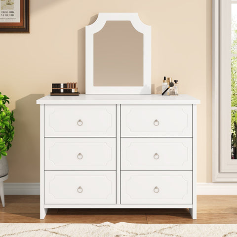 Rootz Mirror Cabinet Chest of Drawers - 6 Drawer Dresser - Bedroom Storage - Silent Gliders - 100×50×132 cm