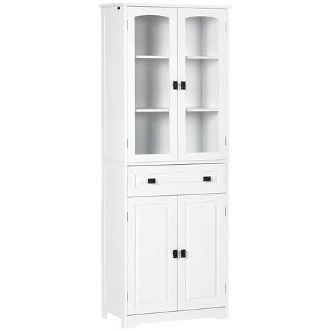 Rootz Tall Kitchen Cabinet - Display Cabinet - Buffet Cabinet - Modern Elegance - 160cm x 60cm x 30cm - White Wood