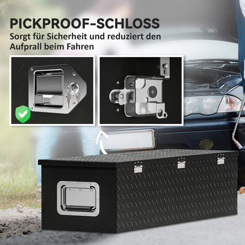 Rootz Aluminum Storage Box - Tool Box - Lockable Box - Weather Resistant - 99cm x 33cm x 25.5cm