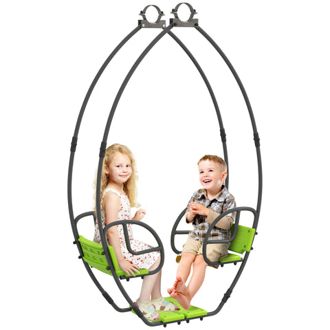 Rootz Children's Swing - Kids Metal Swing - Double Swing Set - Supports Up to 70kg - 110.5 x 40.5 x 180 cm - Green