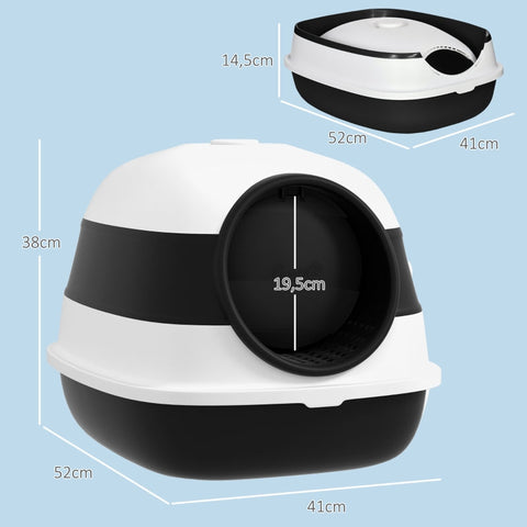 Rootz Cat Toilet - Litter Box - Cat Loo - Prevents Litter Scatter - Odor Control - Easy Cleaning - 52cm x 41cm x 38cm - Plastic, ABS